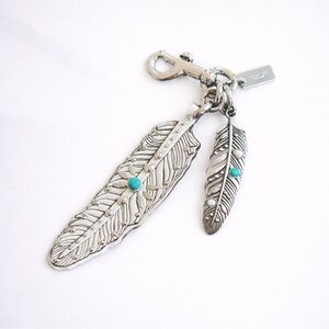 Coach Western Rivet Feather Leather Bag Charm Keychain 2015